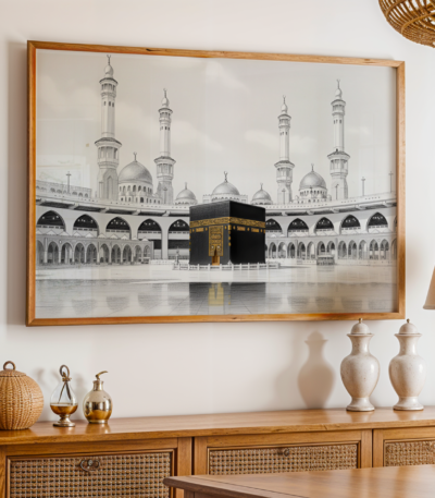 Kaba white with natural wood solid frame
