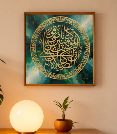 Sūrah an-Nisā Emerald Calligraphy Solid front wall
